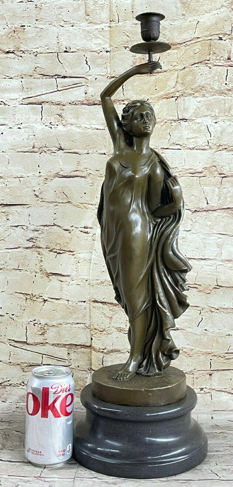 Signed~CANOVA~Nude Female Bronze Candle Holder Statue Sculpture Art Figurine NR