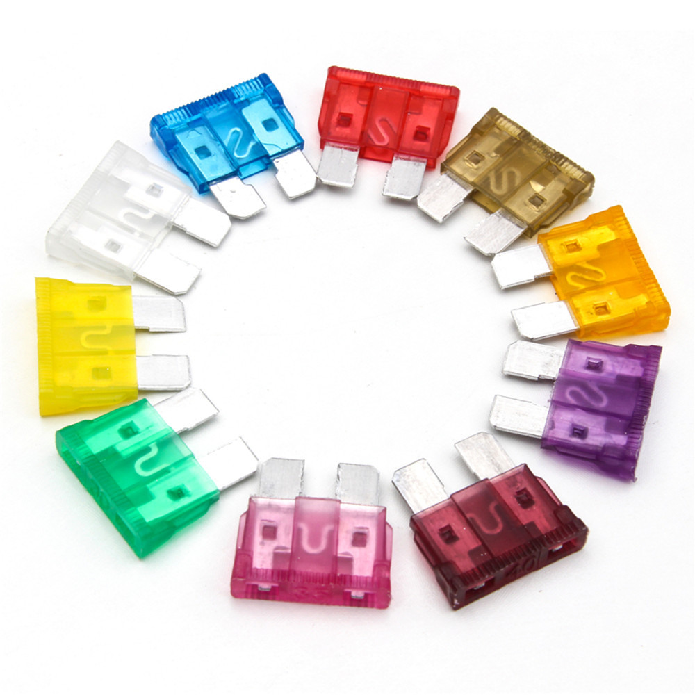 100pcs Universal 3-40A 10-Size Standard Middle Piece Automotive Fuses Assortment