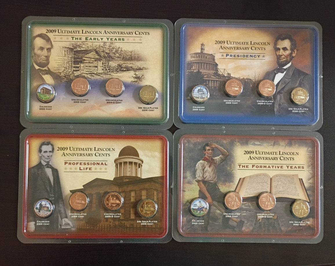 2009 Ultimate Lincoln Anniversary Cents - 4 Sets (4 Coins Each Set)