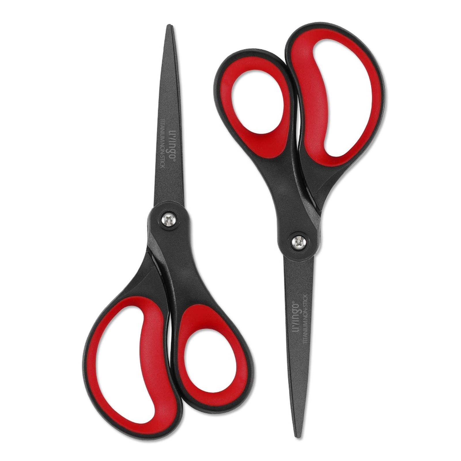 LIVINGO 2 Pack 8" Titanium Non-Stick Scissors Professional Stainless Steel Comfo