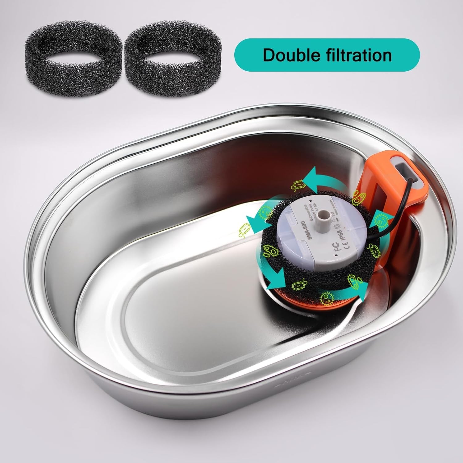 Cat Water Fountain Filters for Stainless Steel Pet Fountain, 8 Pack Pet Replacem