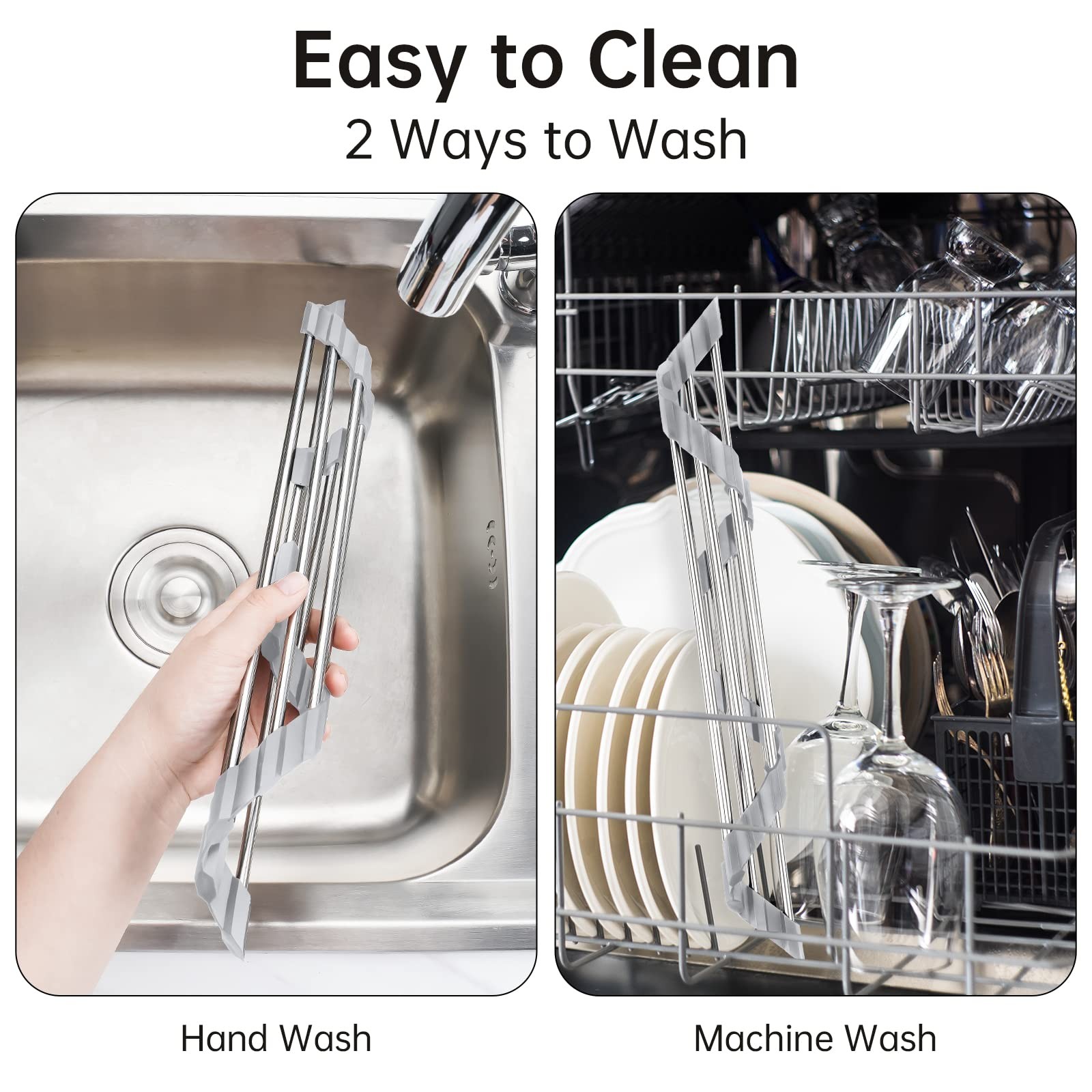 Tomorotec Triangle Roll-Up Dish Drying Rack for Sink Corner Small Foldable Stain