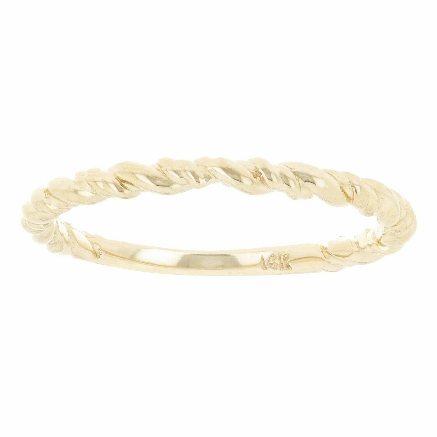 14k Yellow Gold Twisted Rope Stackable Ring Size 6.75 - 1.6 grams 2mm