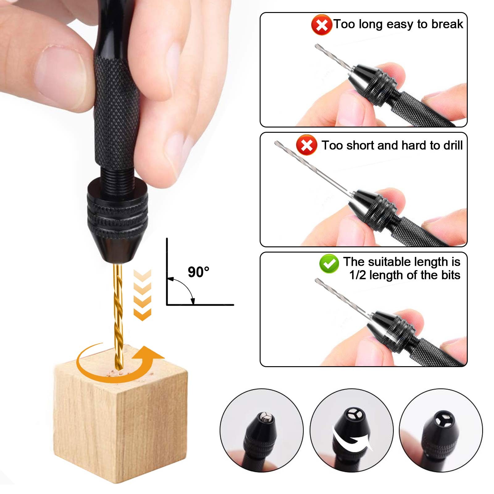 95Pcs Mini Micro Hand Twist Drill Bits Set Rotary Precision Pin Vise Tools Kit