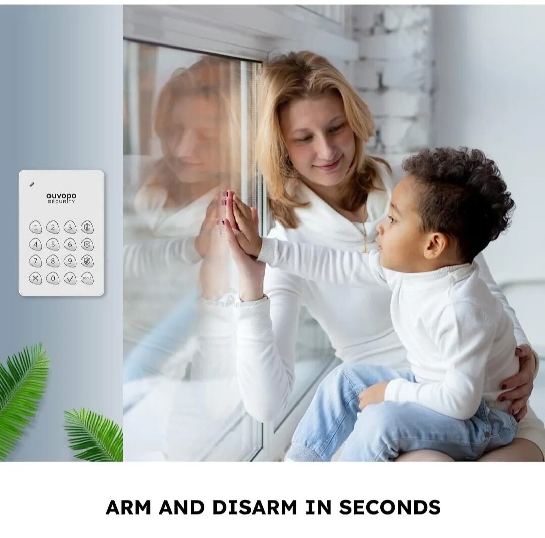 7-Piece Home Alarm Kit - OEM by OUVOPO, Homebase Keypad Sensors - NEW US STOCK