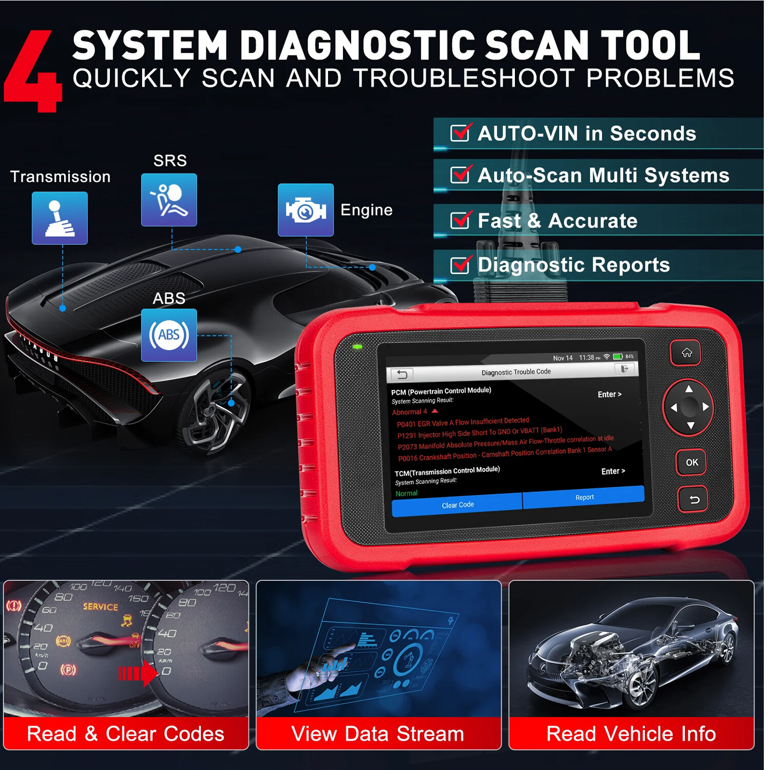 LAUNCH CRP123I V2.0 OBD2 Scanner Car Engine ABS SRS AT Auto Diagnostic Scan Tool