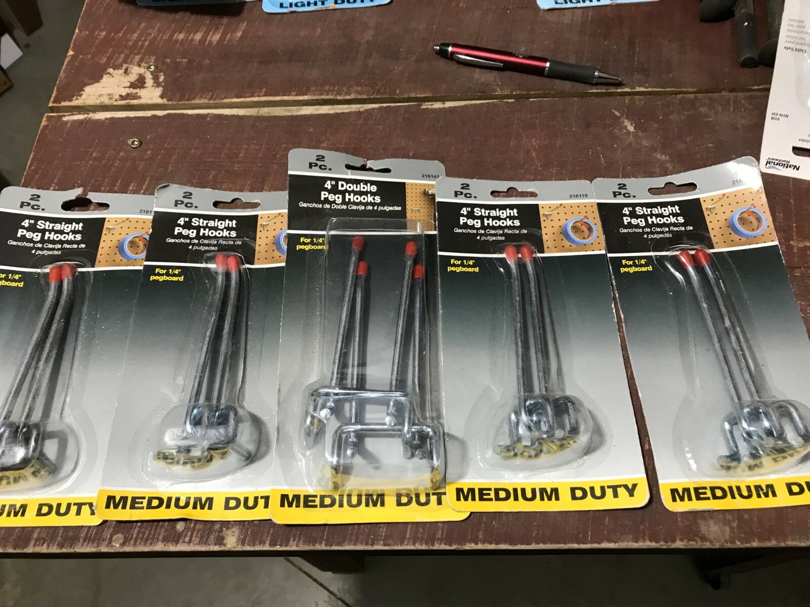NEW 5-pack 10 piece 4" STRAIGHT PEG HOOKS Medium Duty DOITBEST