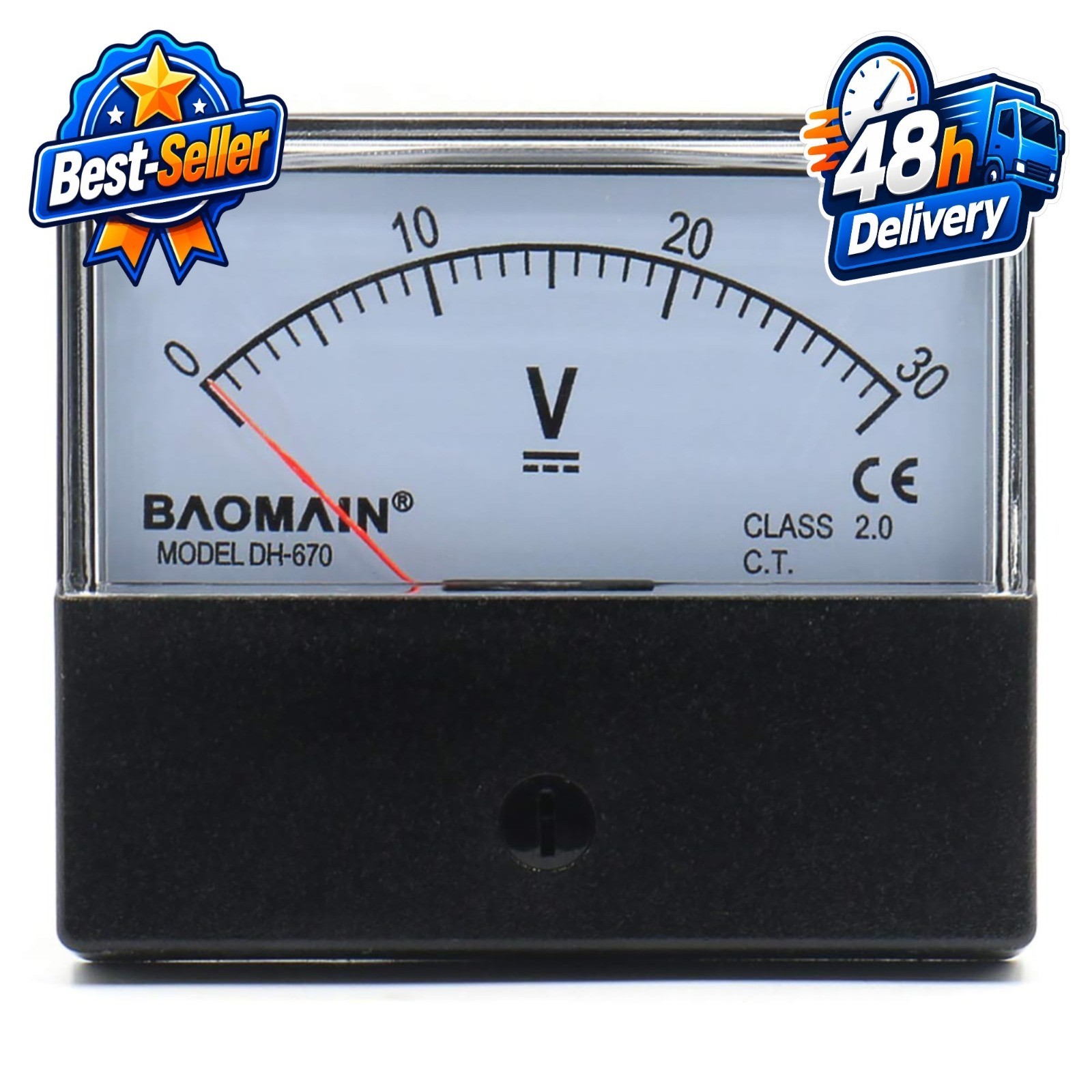 Baomain DH-670 Analog Voltmeter DC 0-30V Rectangular Panel Meter