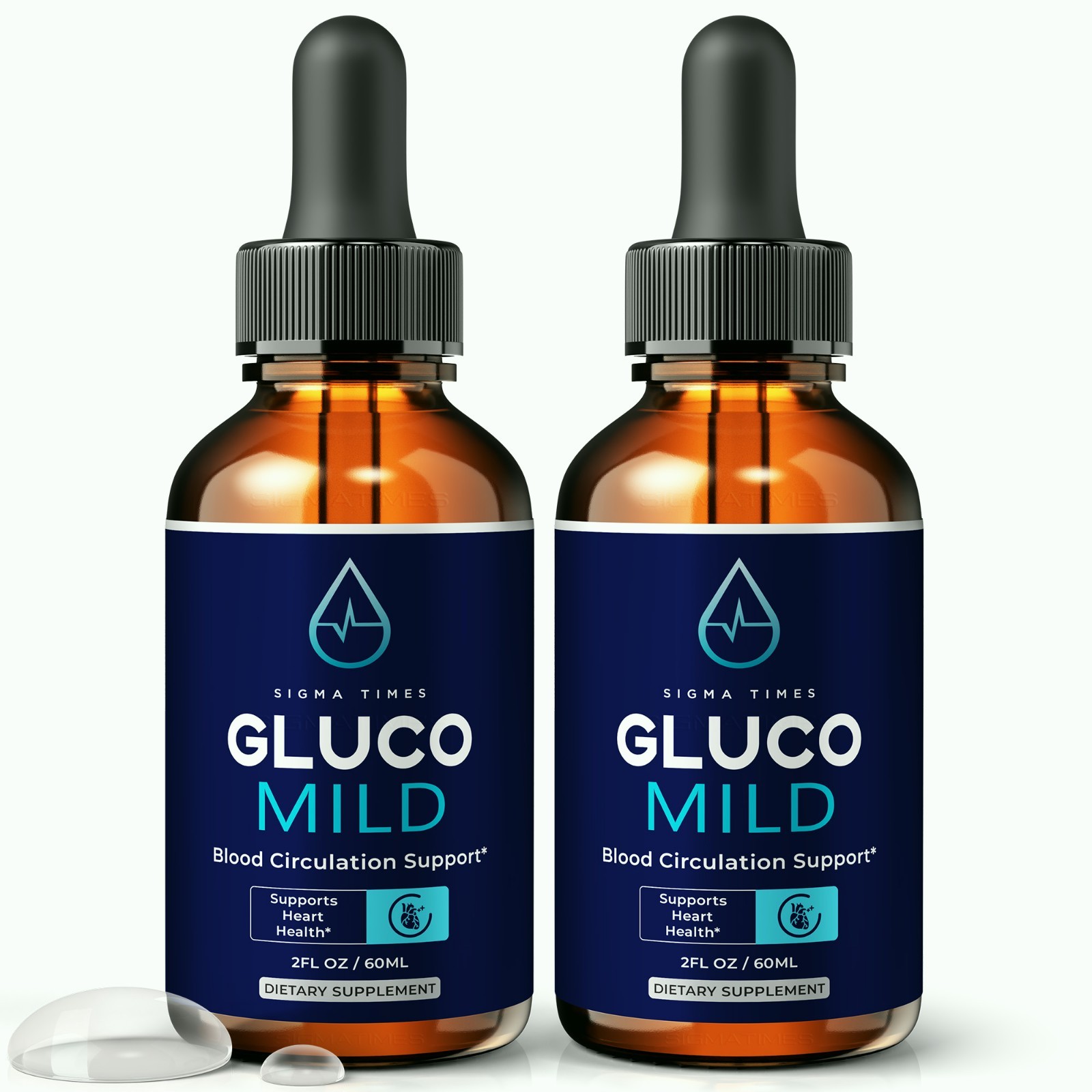 Gluco Mild Drops, Liquid Supplement for Heart Health & Blood Support - 2 Pack