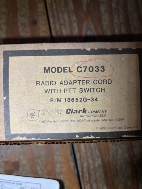 C7033 18652G-34 DAVID CLARK RADIO ADAPTER CORD NEW SURPLUS