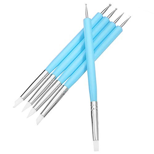Zuoyou 5 pcs/Set Soft Pottery Clay Tool Silicone & Stainless Steel 15cm, Blue