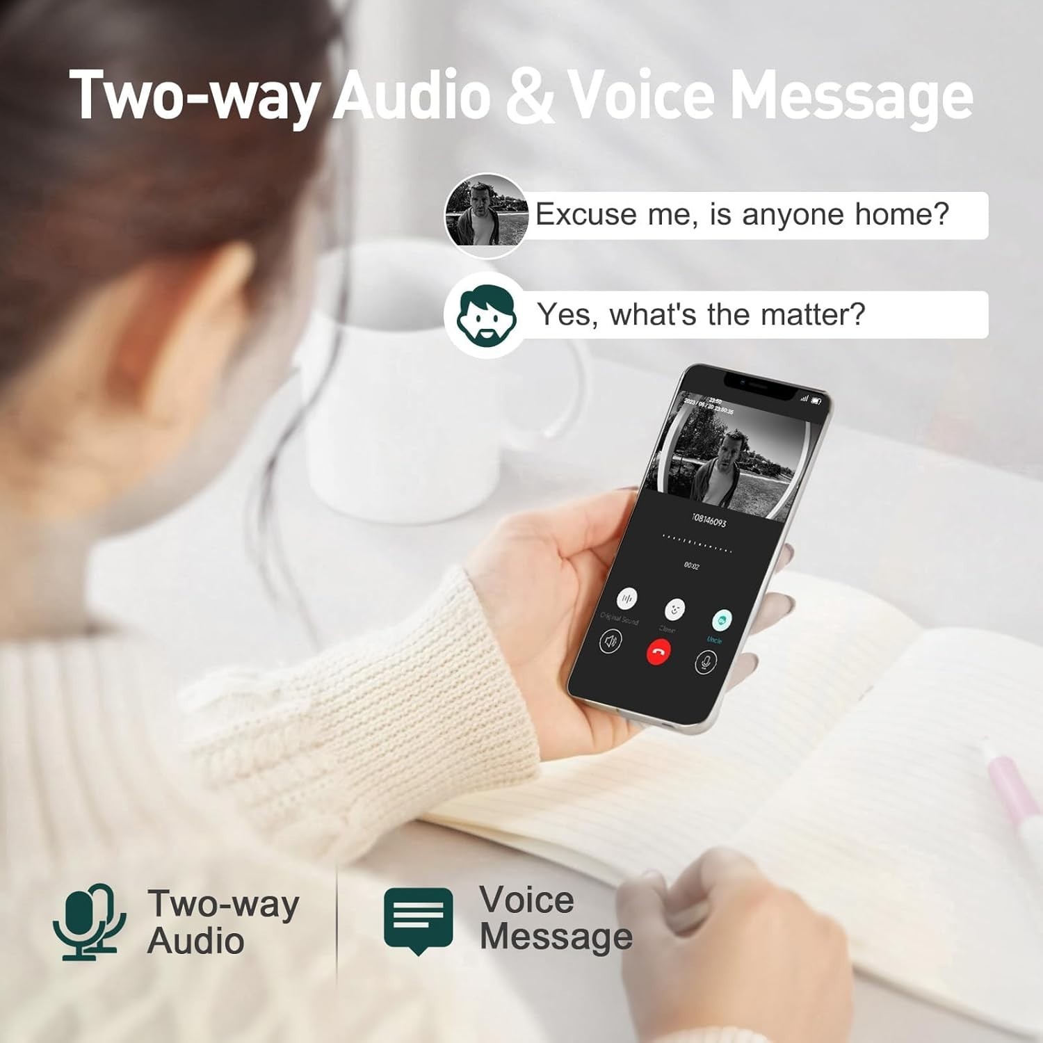 Smart Wireless Doorbell Camera - No Subscription, 2-K Video & Night Vision