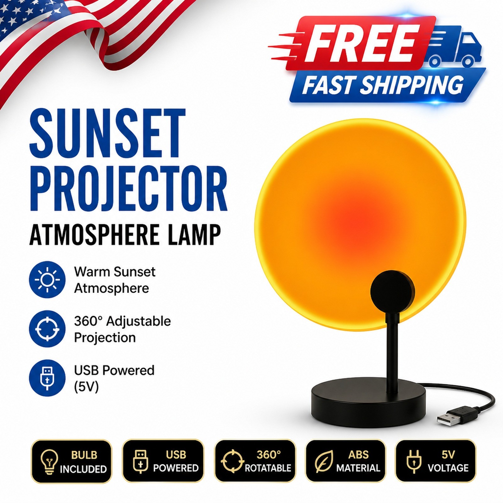 Sonnenuntergang-Projektionslampe USB-Atmosphärenlampe für die Heimdekoration