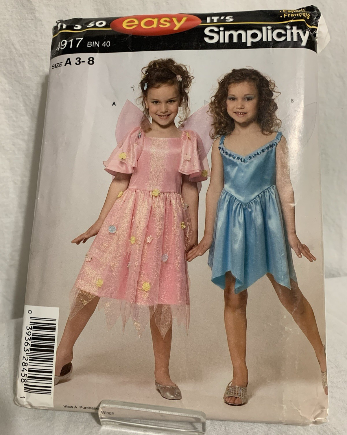 Simplicity 4917 Child's Fairy Costume in 2 Styles & Wings Sz 3-8 UNCUT Pattern