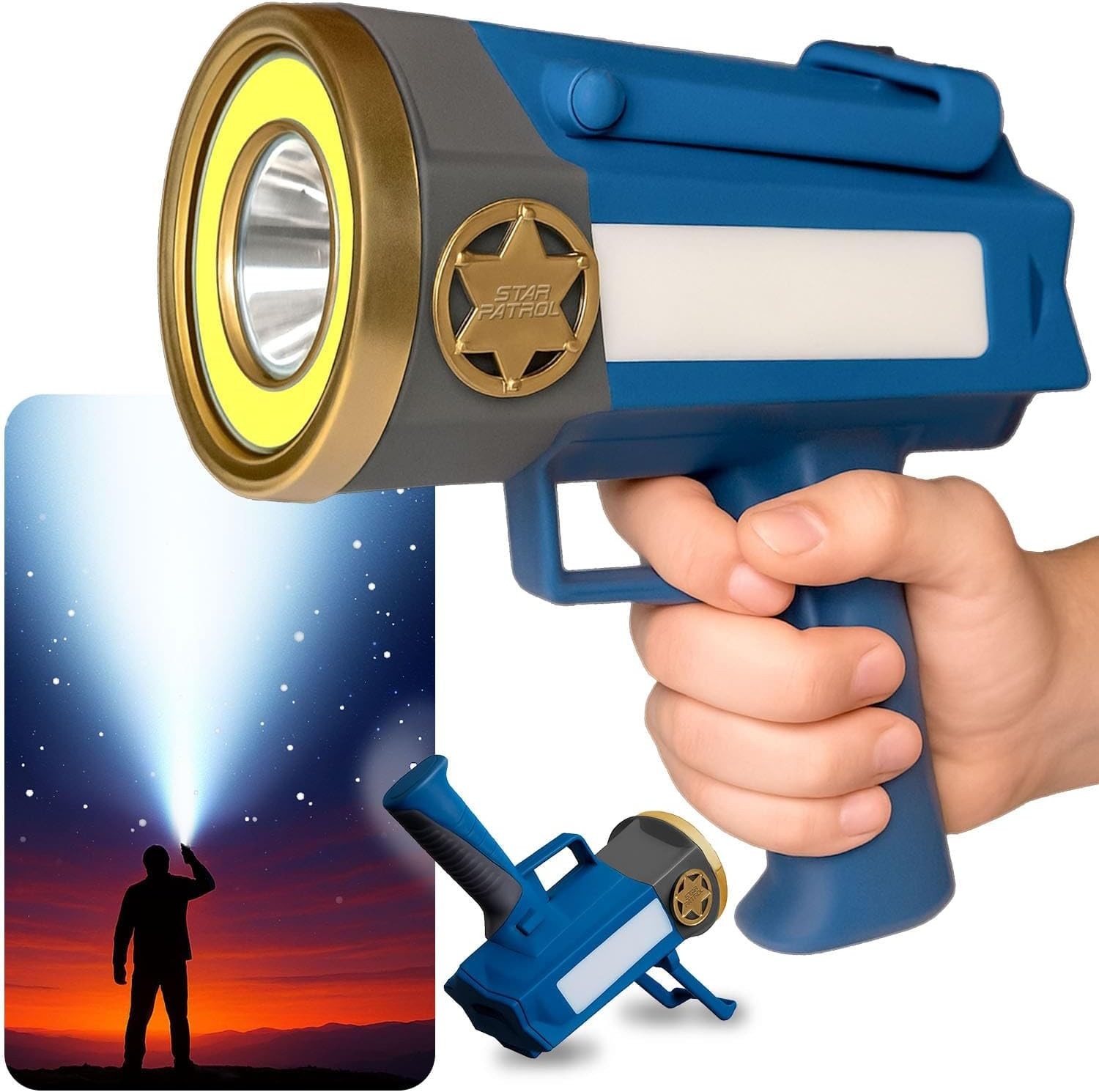 Star Patrol Mega-Bright Rechargeable Spotlight, AS-SEEN-ON-TV, Tactical
