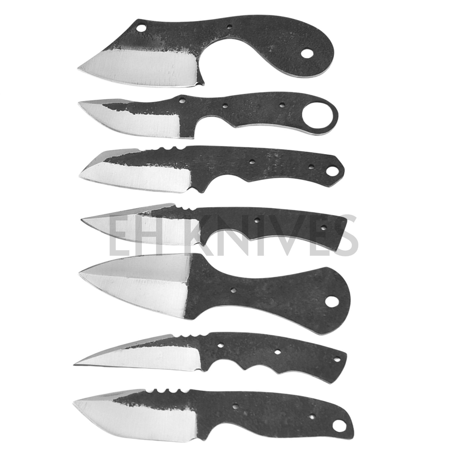 Lot of 7 Handmade Carbon Steel Hunting Knives – Bulk Discount – Blank Blades