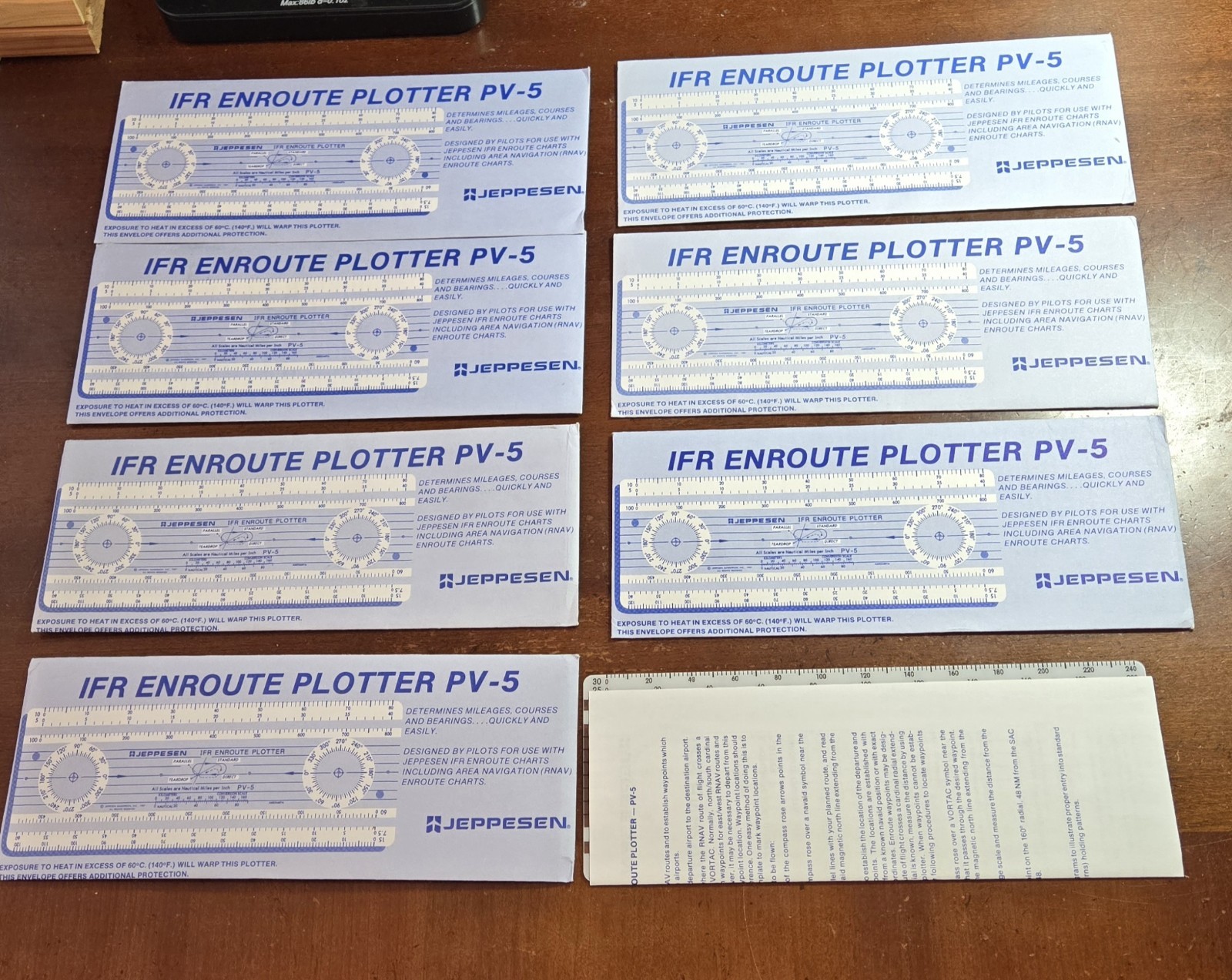 1-7 Jeppesen PV-5 IFR Enroute Plotter 8" Ruler AM524407A Nautical Miles 1987 New