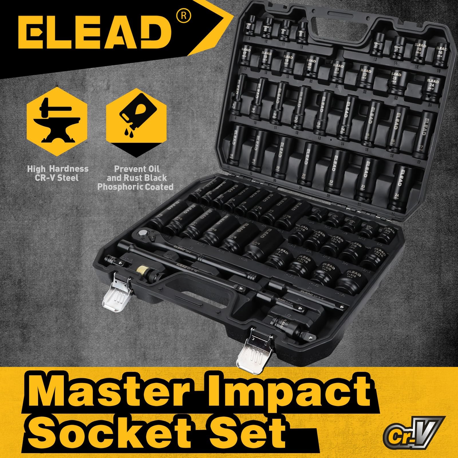 ELEAD 67 Piece 1/2" Drive Deep Impact 67pcs 1/2'' Socket Set