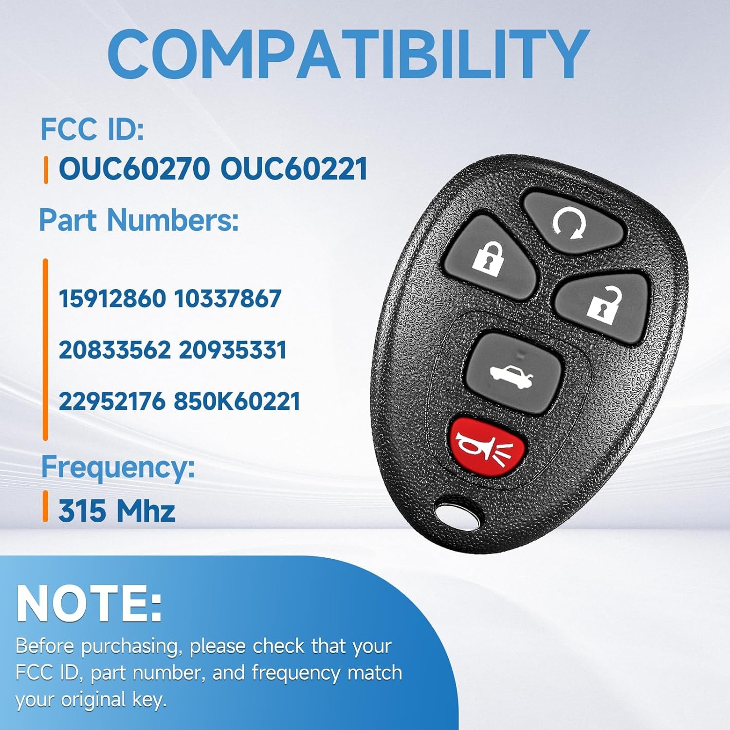 Key Fob Replacement Fits for Impala 2006 2007 2008 2009 2010 2011 Size: 1-Pack