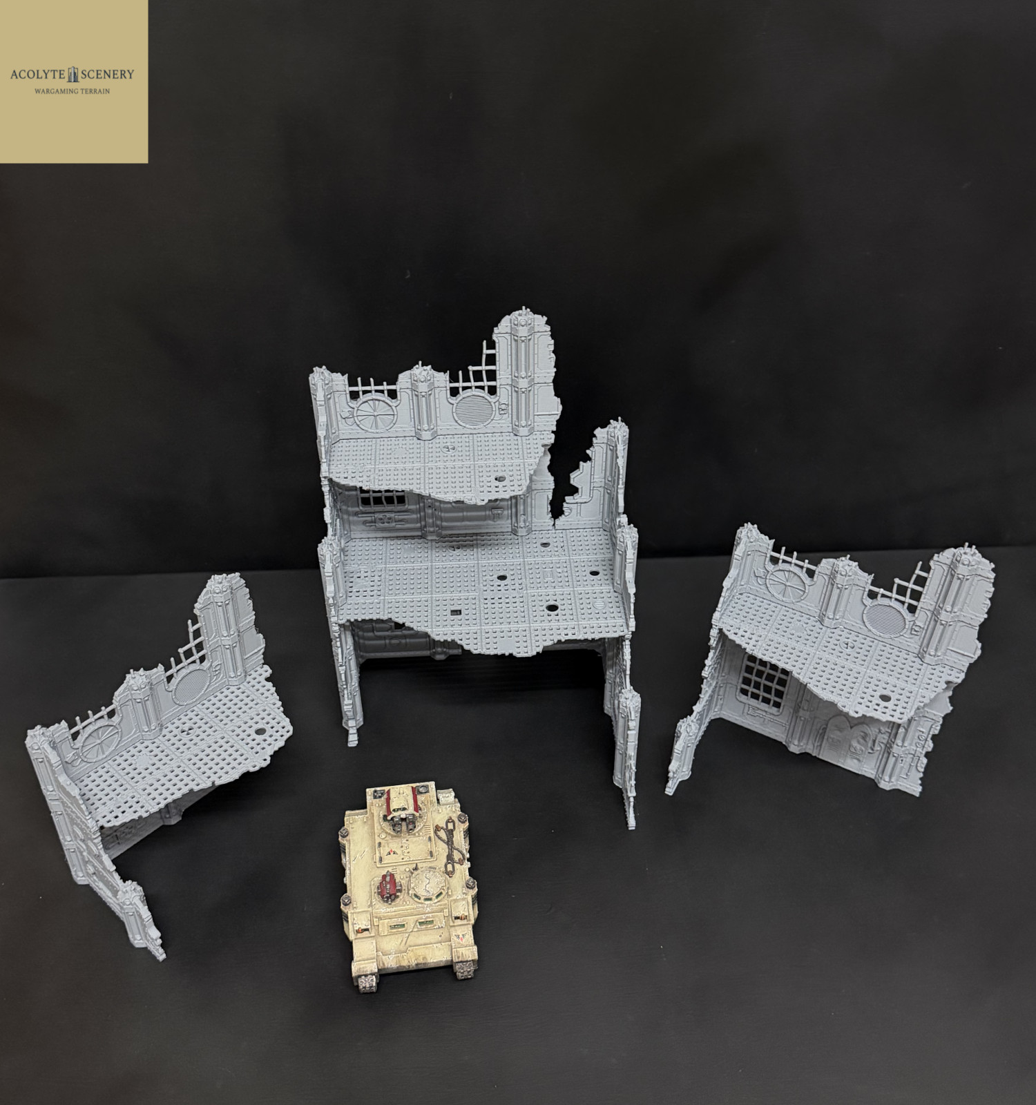 Grimdark Terrain 3 Ruin Bundle Easy-Build compatible with Warhammer 40k