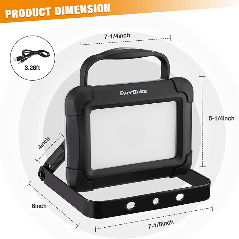 EverBrite Rechargeable 1500Lumen Work Light LED Super Bright Worklight w/2 Modes