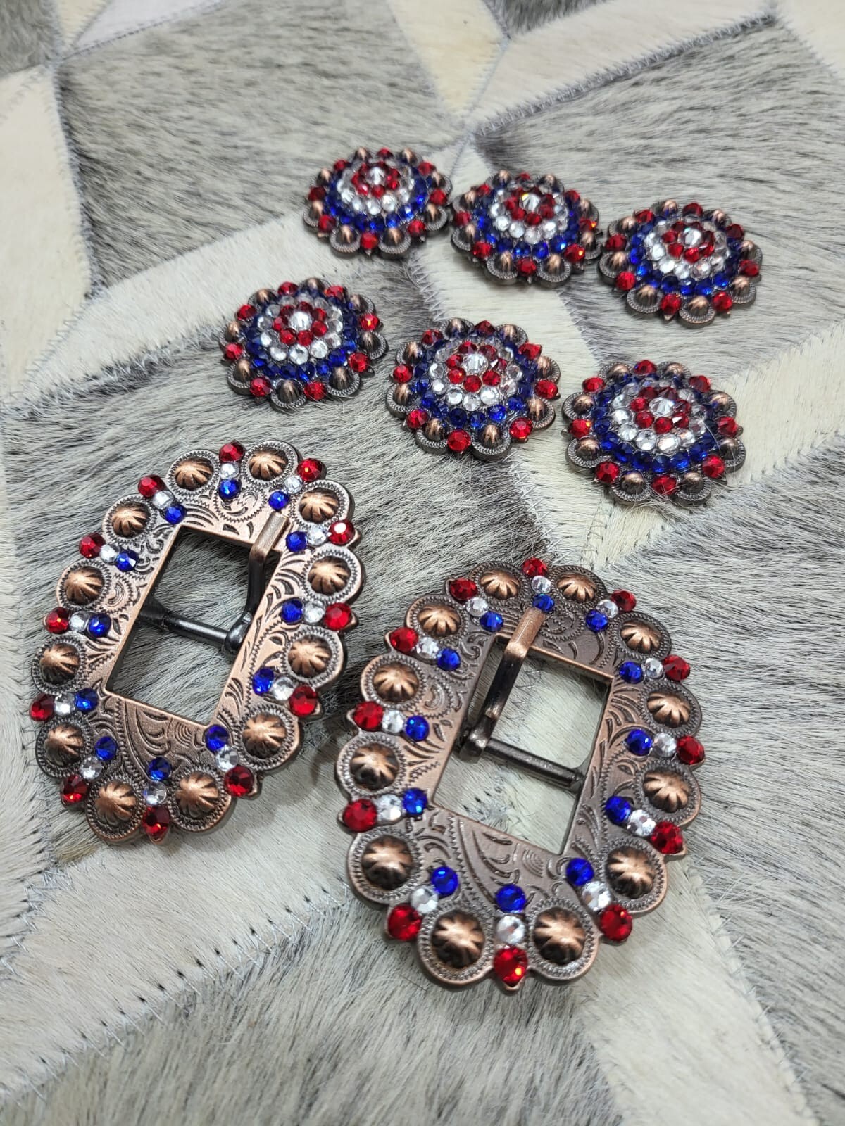 Decorated with Red royal white stones