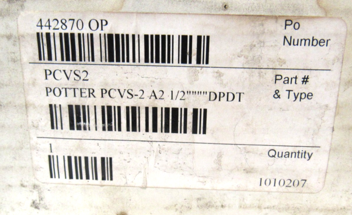 NEW POTTER ELECTRIC PCVS-2 SUPERVISORY SWITCH PCVS2