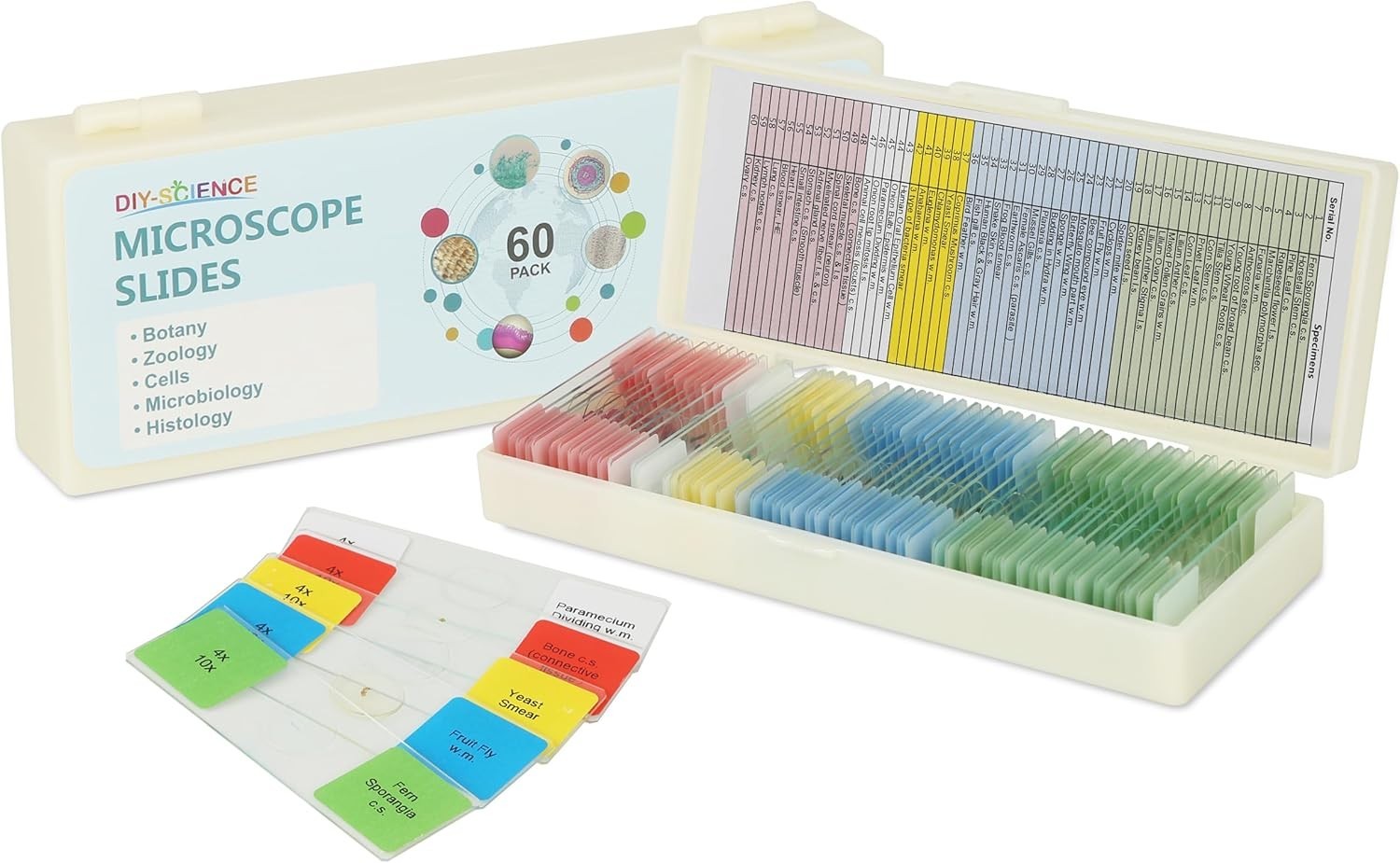 Diverse 60-Piece Microscope Slides Set for Kids - Perfect for Science Learning