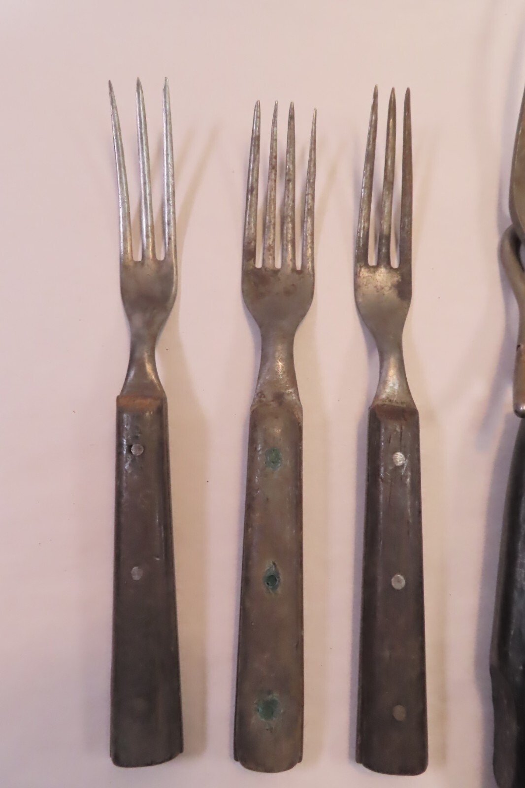 Antique Civil War Era Carving Fork and (6) Dinner Forks