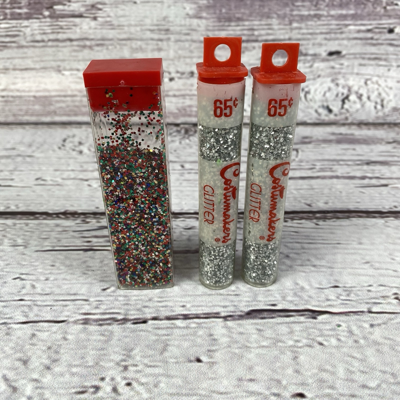 Costumakers Vintage Glitter Tubes B Blumenthal & Co Silver and Multicolor Tube