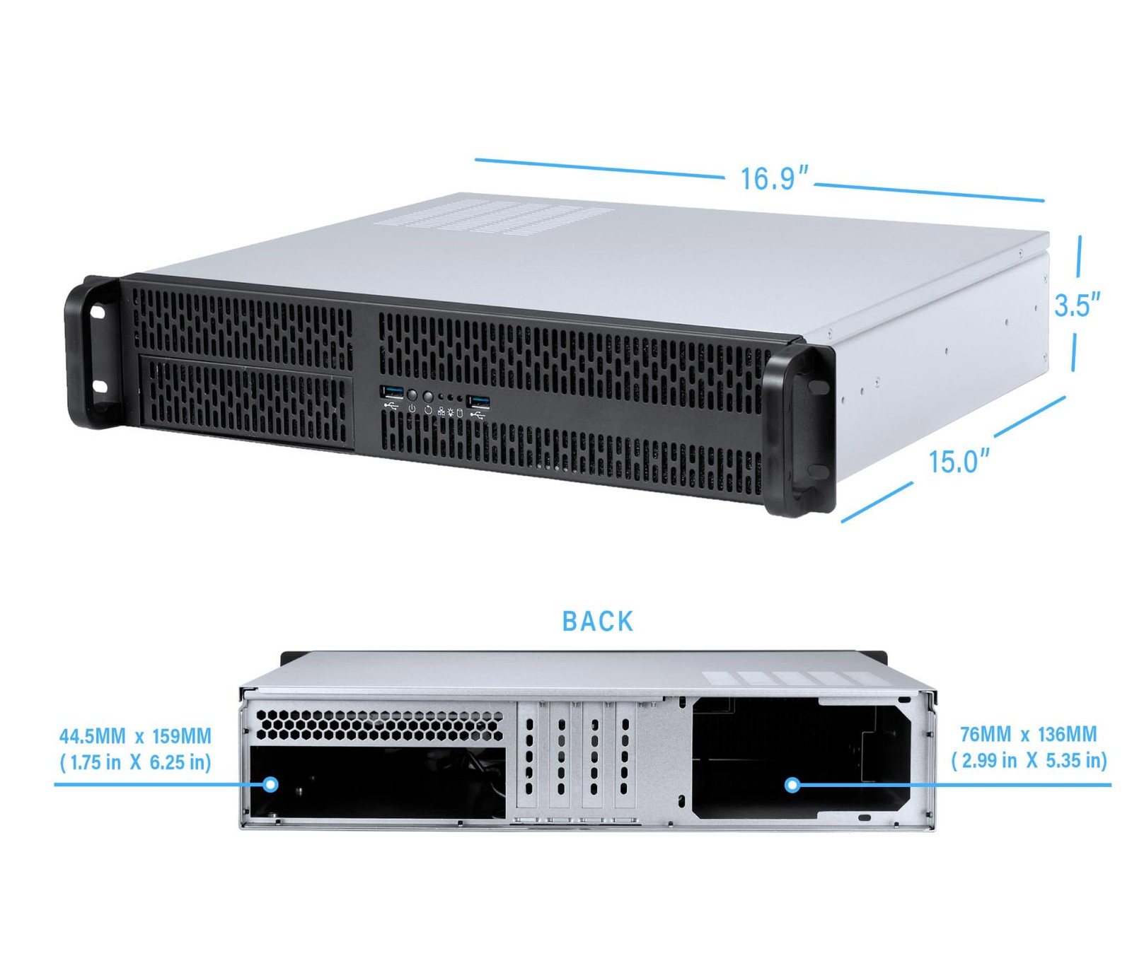 2U Server Chassis Rackmount Case | 4 3.5/2.5 HDD, 1 5.25 Device | Micro-ATX Comp