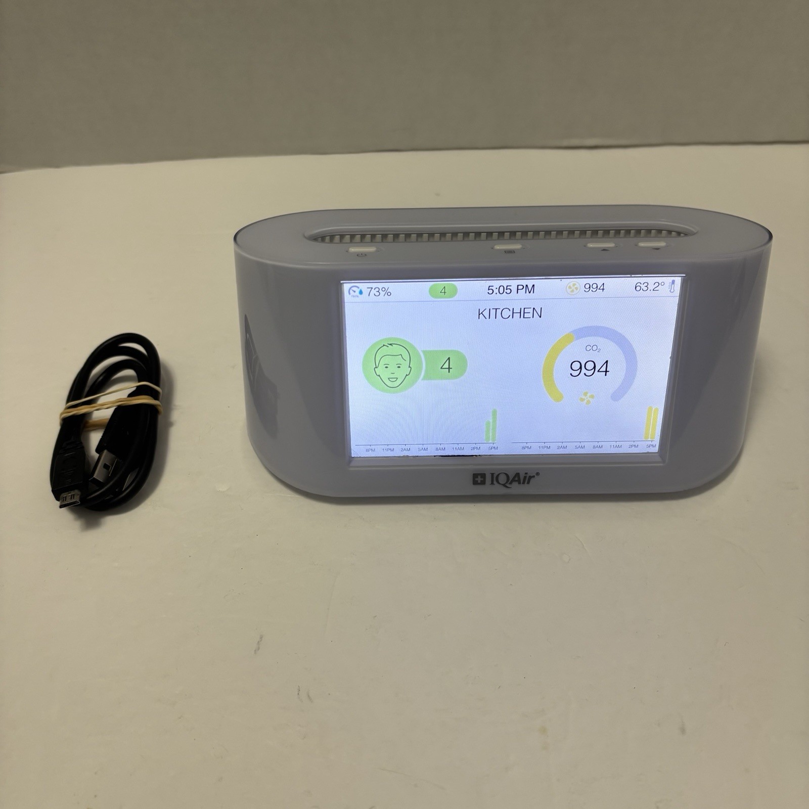 IQAir AirVisual Pro Wi-Fi Indoor/Outdoor Air Quality Monitor Temp Humidity CO2