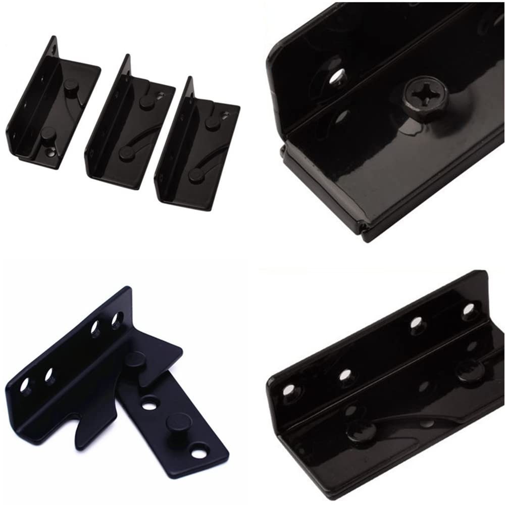 3.3-inch Bed Rail Bracket, 4 Pcs Black Iron headboard Bracket Frame Hardware ...