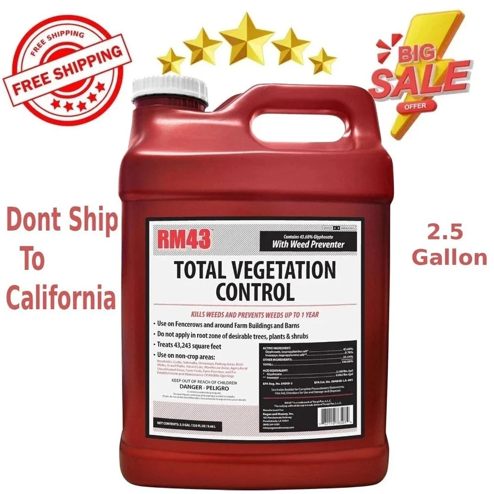 RM43 Weed Killer 43% Glyphosate Total Vegetation Control Herbicide 2.5 Gallon