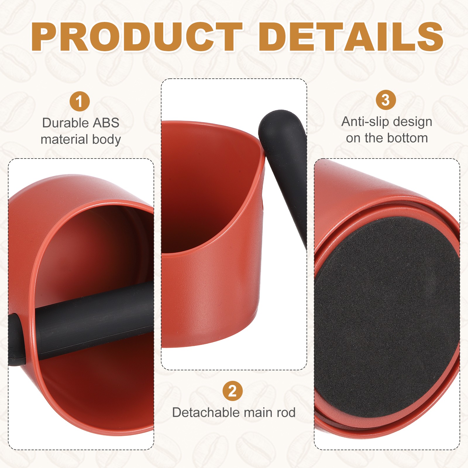 4-inch Coffee Knock Box, Espresso Knock Box Coffee Grounds Container, Red
