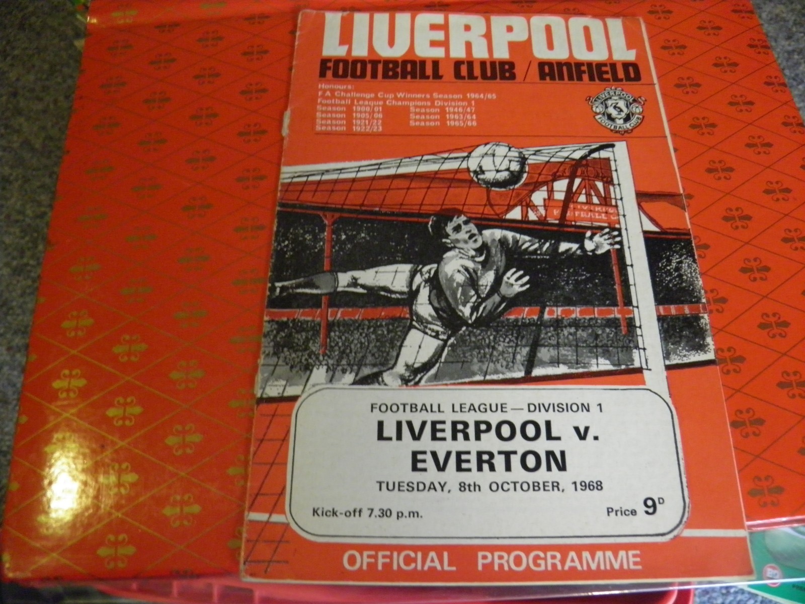 LIVERPOOL V EVERTON SOUVENIR PROGRAMME 1968