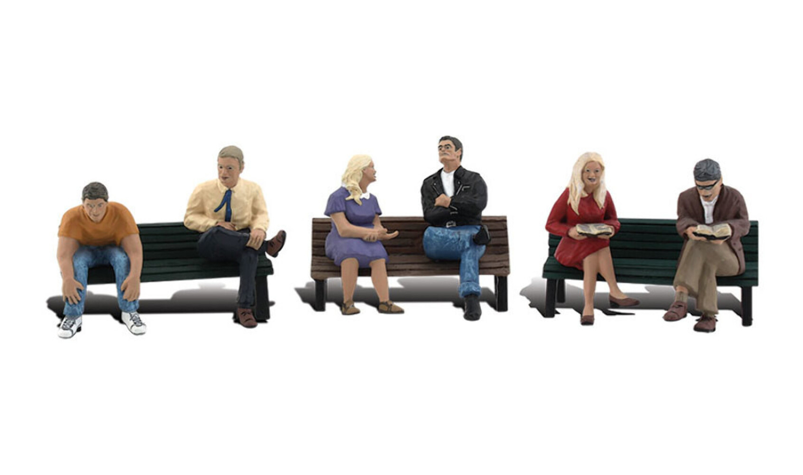 Woodland Scenics A1924 HO Scale People on Benches (3)