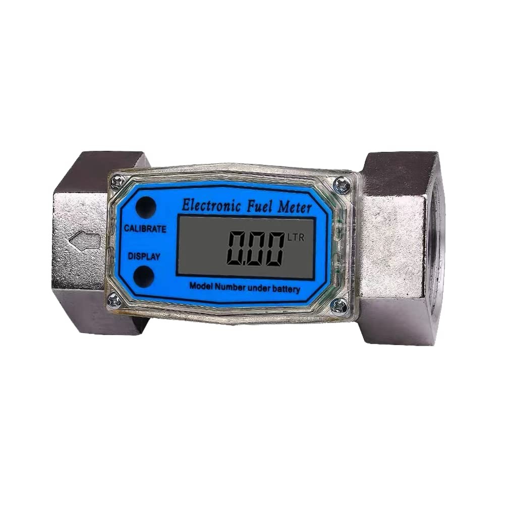 LELUKEE 2Inch Digital Fuel Turbine Aluminum Flowmeter with LCD 2inchs