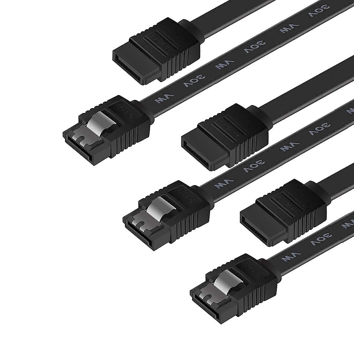 3-Pack 18-Inch SATA III Cable - 6 Gbps Data Transfer with Secure Locking Latch