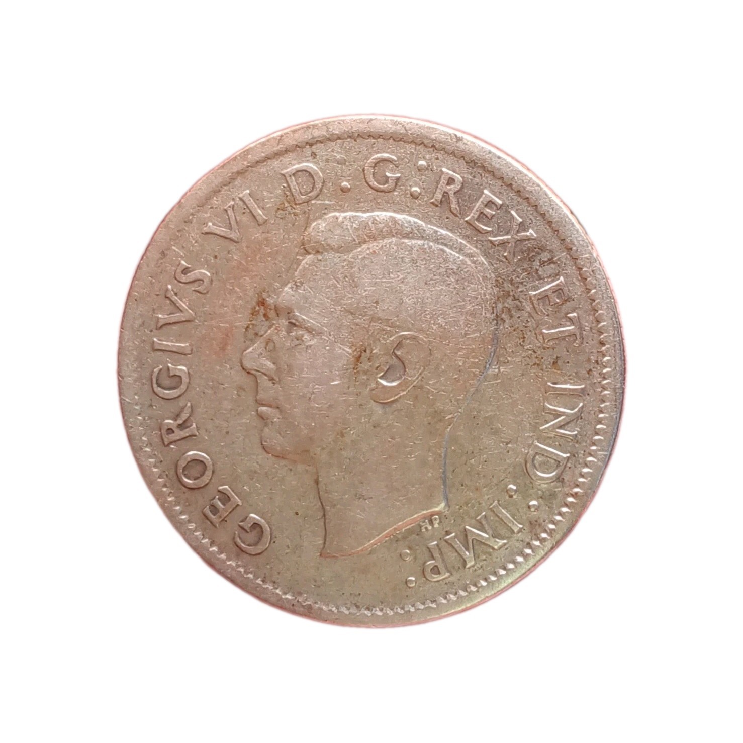 1938 Canada King George VI .800 Silver 25 Cents Coin