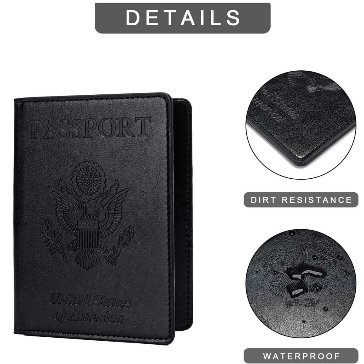 Passport Holder Black Home Kitchen Durable Multipurpose