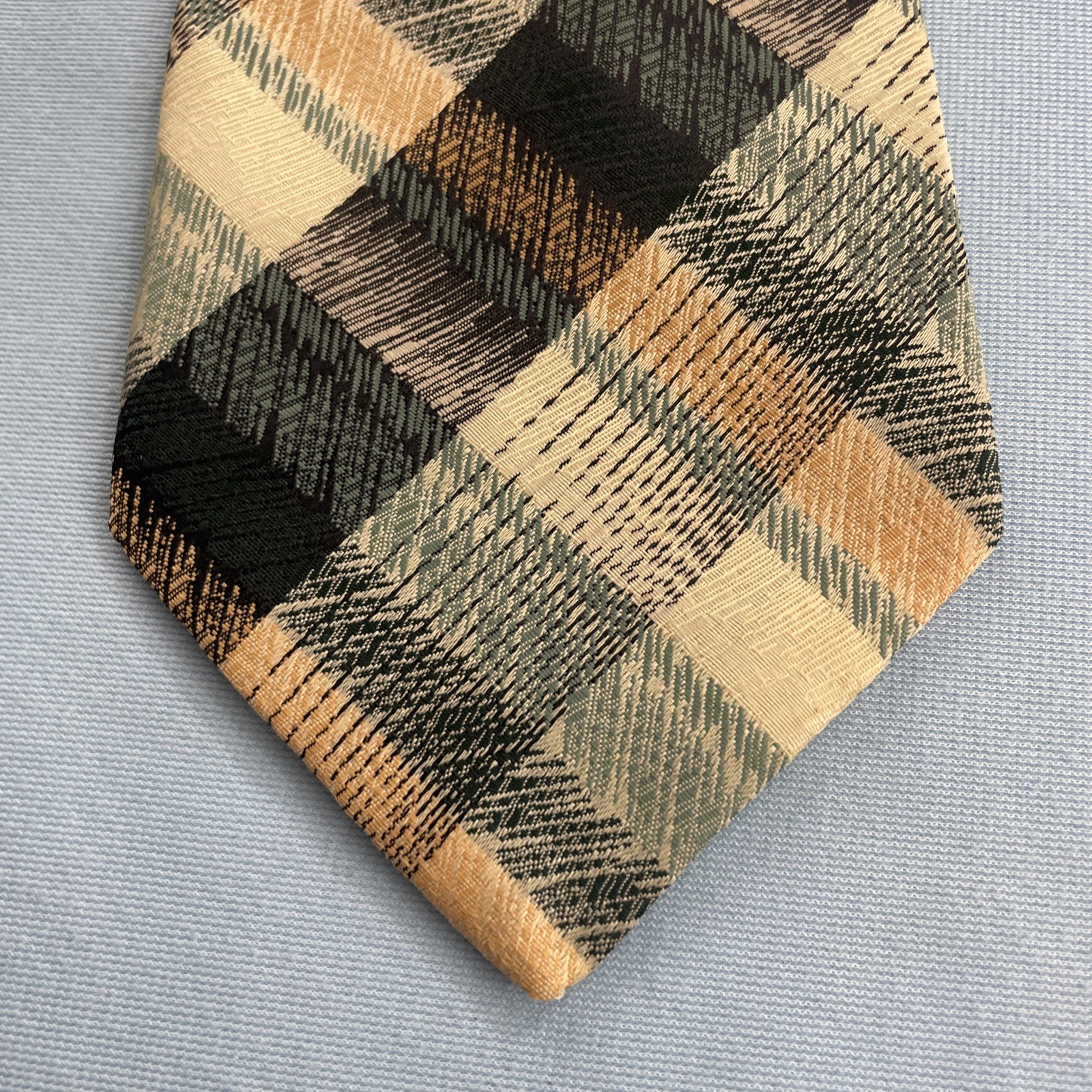 Necktie vtg 60s 70s Wembley Wemlon Kipper Tie Green Orange Disco Plaid Wide 4x57