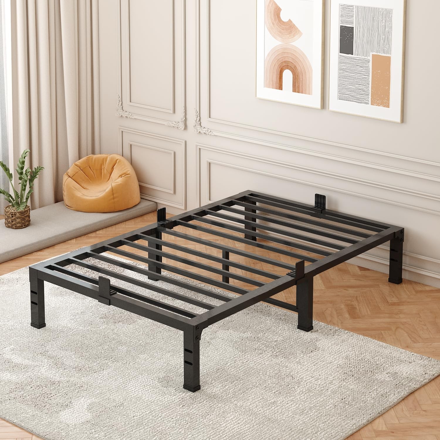 Twin Bed Frame, 14~Inch Metal Platform, Heavy Duty, No Box Spring