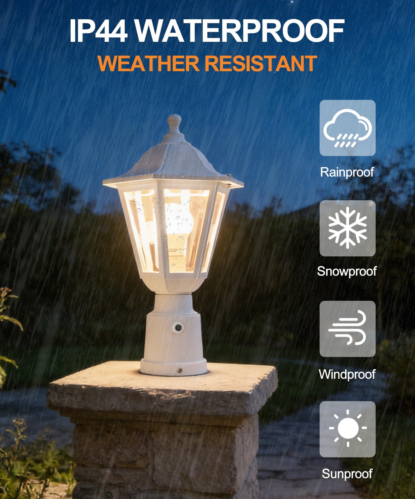 FUDESY Dusk to Dawn Outdoor Post Light, White Sensor,