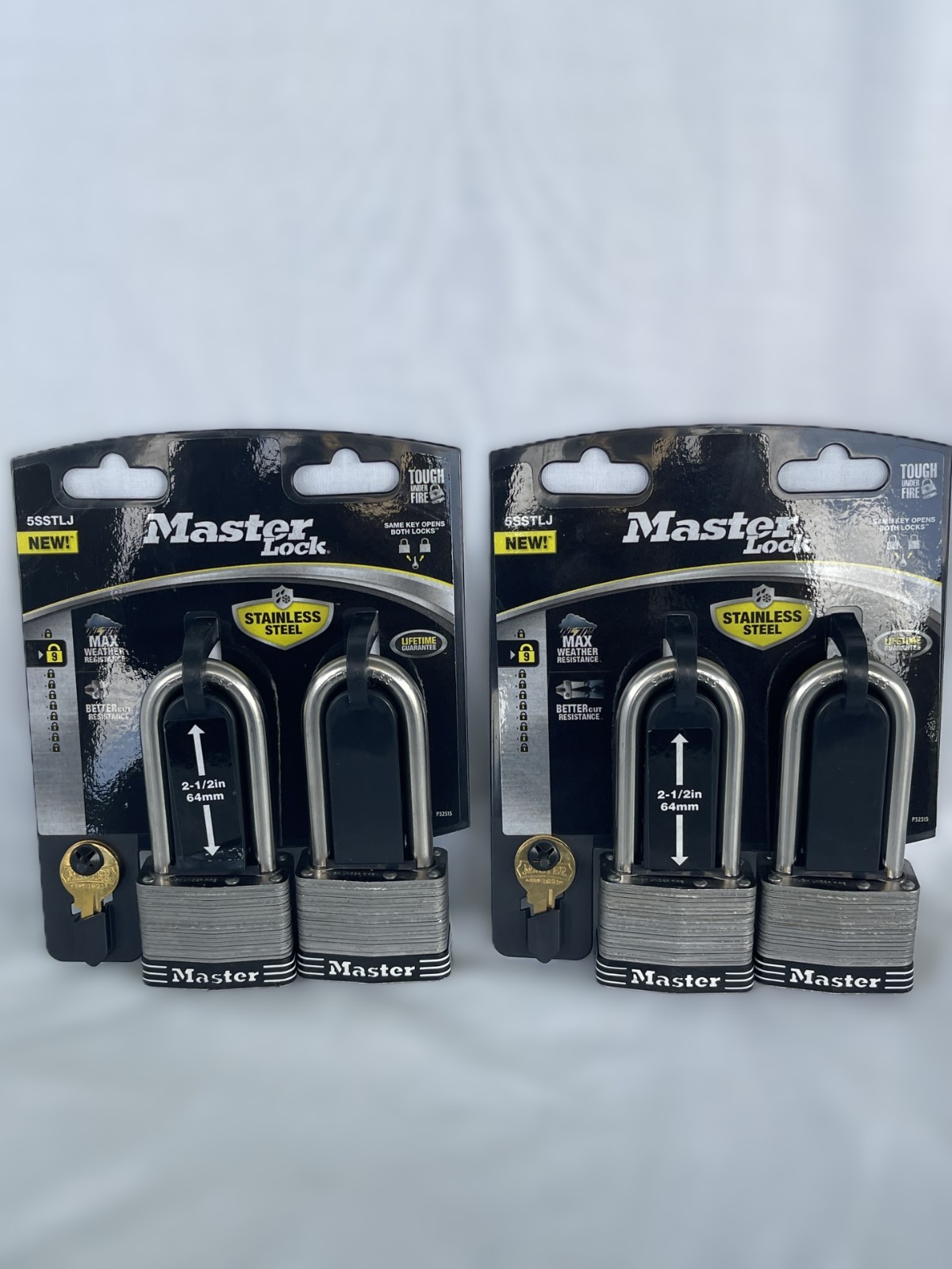 4 Master Lock 5SSTLJ  Stainless Steel Padlocks 2-1/2" Same Key--4 Padlocks Total