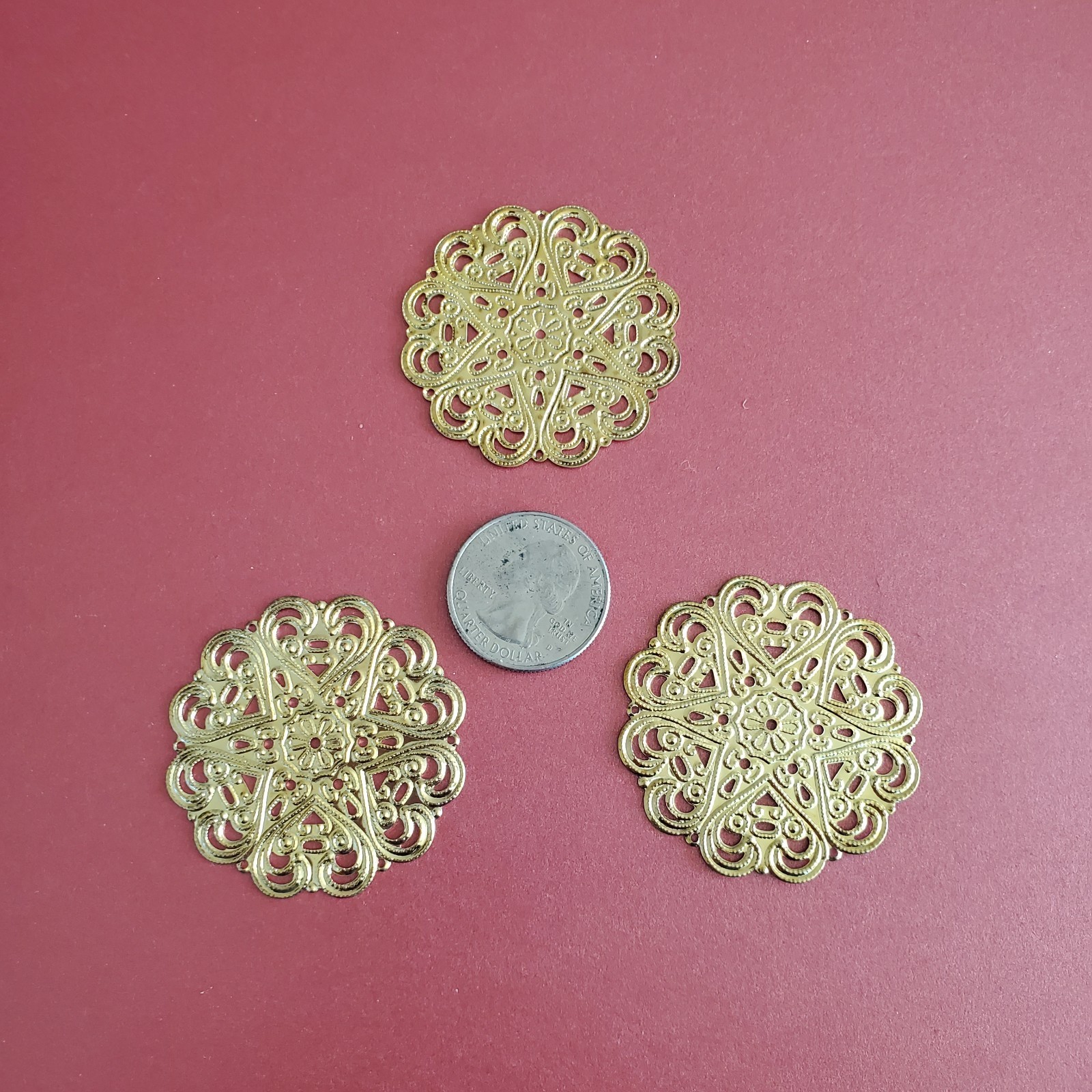 3 pcs Solid Connector  Filigree Jwelry Findings Stampings Embellishmen crafs