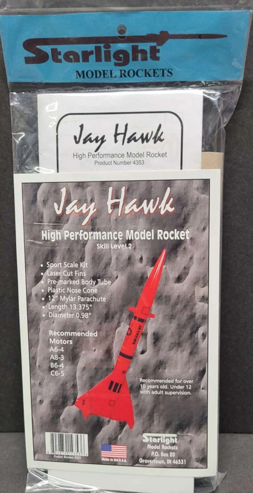 Starlight Jayhawk Flying Model Rocket Kit Model Rocket Missile Sealed New