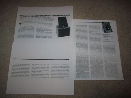 Spica TC-50 Speaker Review, 3 pgs, 1985, Full Test