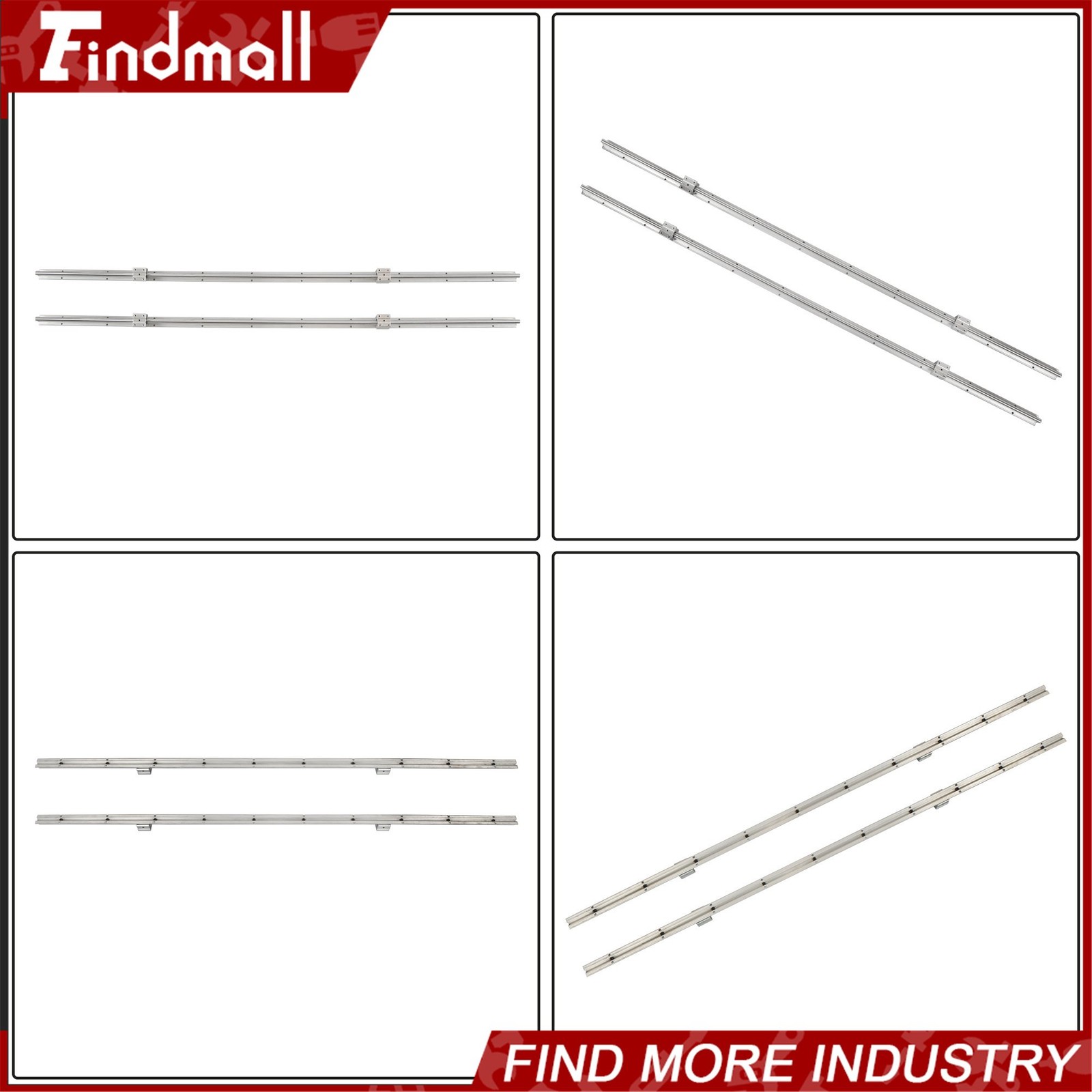Findmall SBR12 Linear Rail 1500mm Kit w/4 Blocks - For CNC Machine Guide Set