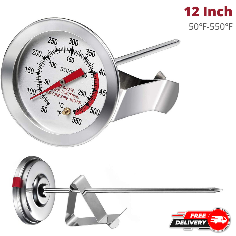 12" Deep Fryer Thermometer Turkey Stainless Steel Commercial Kitchen Accessories
